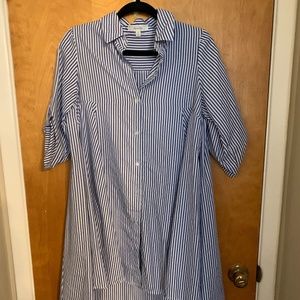 Pinstriped high-low tunic